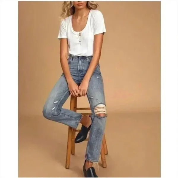 Free People Straight Leg Jean 0 Indigo Blue Size 25 Revolve We The Free Dakota - Image 8