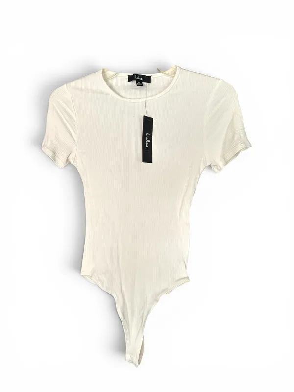 NWT Lulus Kinship Ivory Ribbed Bodysuit M - Image 5