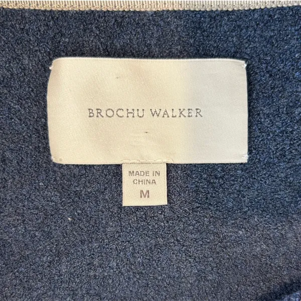 Brochu Walker Navy Blue Teddy Long Sleeve Crew Neck Tie Waist Sweater Blouse Med - Image 5
