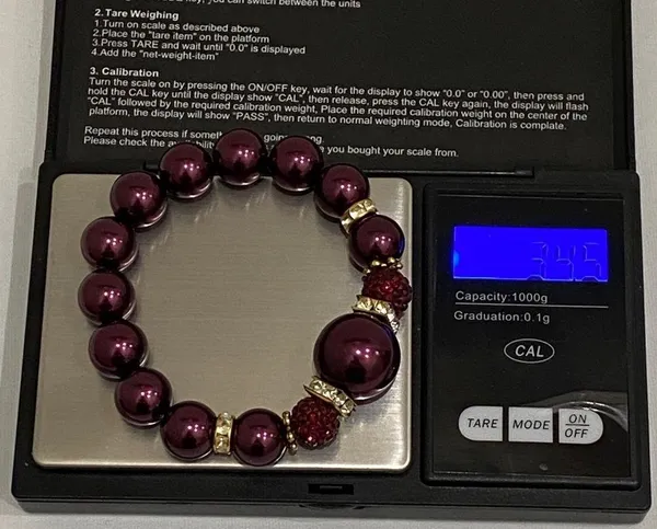 Burgundy Glass Pearl Necklace/Bracelet Set - Image 6
