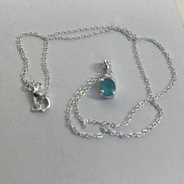 Boutique Sterling silver with light blue quartz. Sterling silver setting and chain. - Image 2
