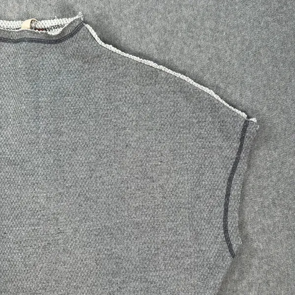 Pilcro Funnel Neck Cut Off Pullover Womens Small Gray Terry Boxy Casual Lounge - Image 2