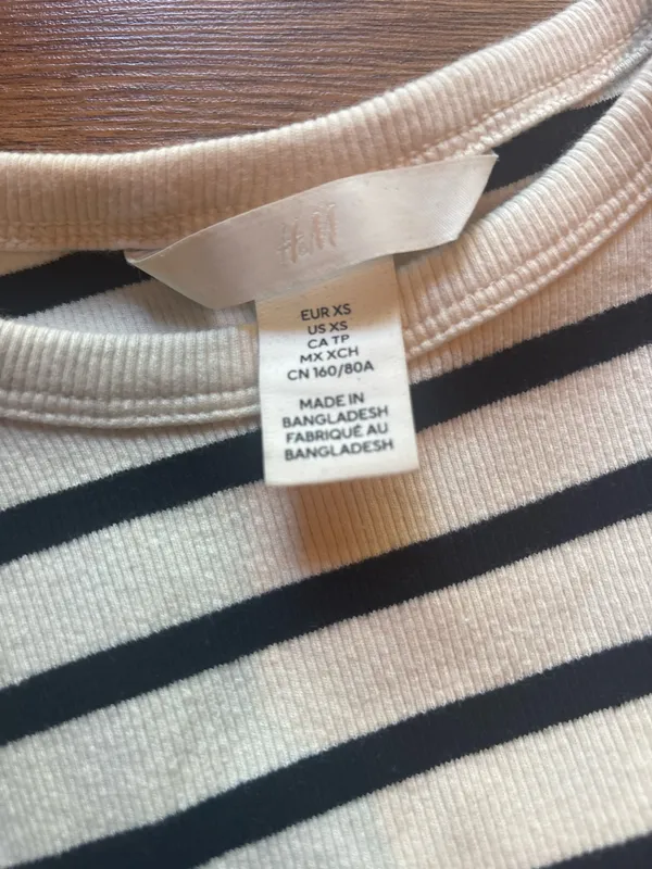 Striped H&M Top Crop Black White - Image 3