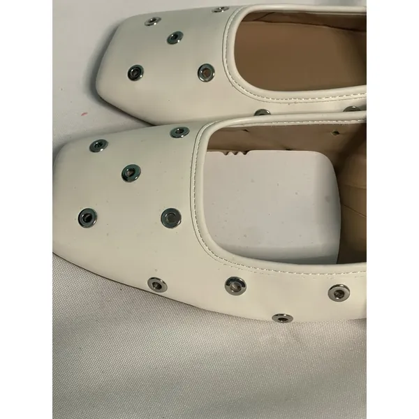 INC Leather Square Toe Dimante Buckle Strap Mary Jane Shoes Size 10.5 White BinC - Image 5