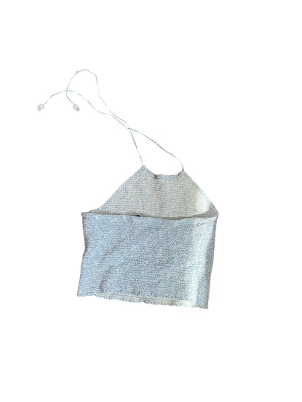 Women's J.Crew Liberty Fabric Halter Crop Top Blue White Size S - Image 8