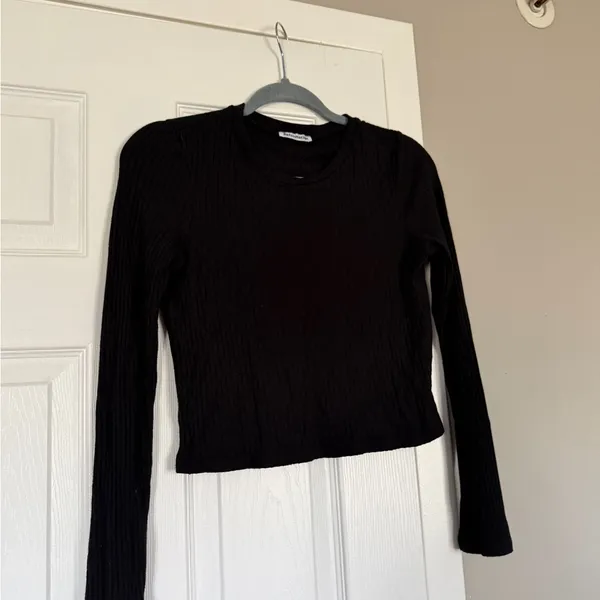 Reformation Black Ribbed Long Sleeve Sweater Closet Staple Basic Winter Layering - Image 3
