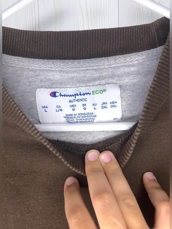 CHAMPION Eco Fleece Dark Brown Embroidered C Logo Crewneck Pullover - Image 6