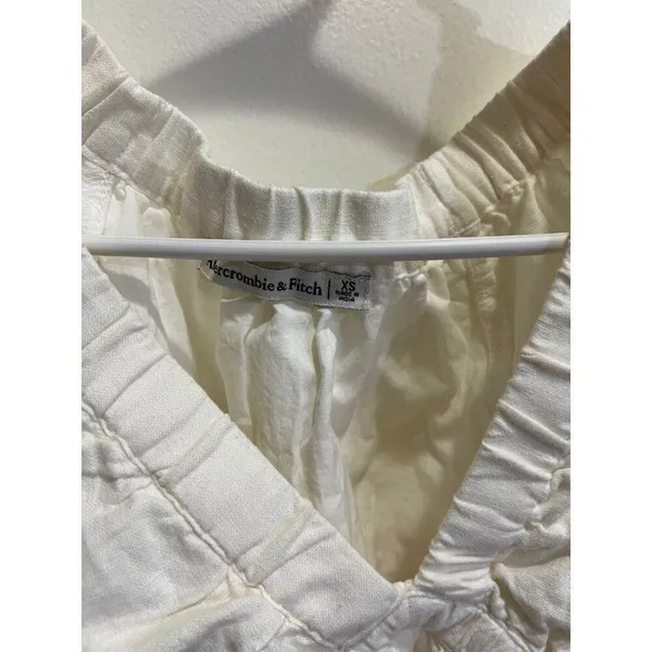 Abercrombie & Fitch Women XS Linen Blend Peplum Top Boho Cottage Boho Chic - Image 8