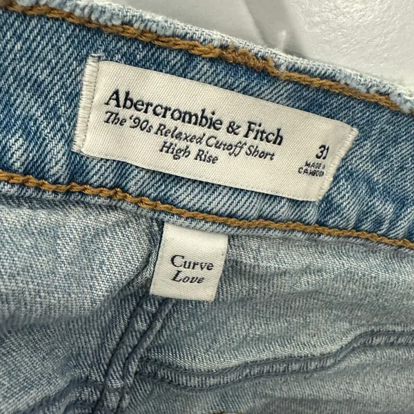 Abercrombie & Fitch Cutoff Shorts Women 31 Blue Curve Love 90s Relaxed High Rise - Image 3