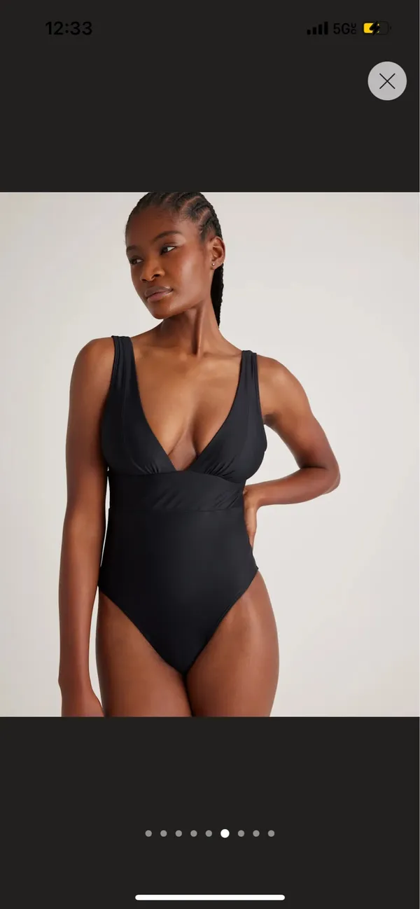 New Quince Italian Plunge One-Piece Swimsuit in Black Size Medium MSRP $49.90 - Image 8