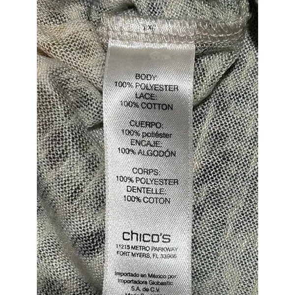 Chicos Boho Top Abstract Tribal Inspired Print Crochet Lace Artsy Size 1 Medium - Image 8