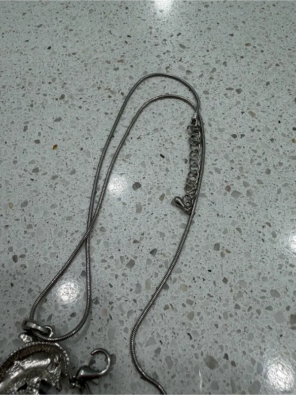 Sea world Silver Dolphin Necklace With Stones EUC - Image 4