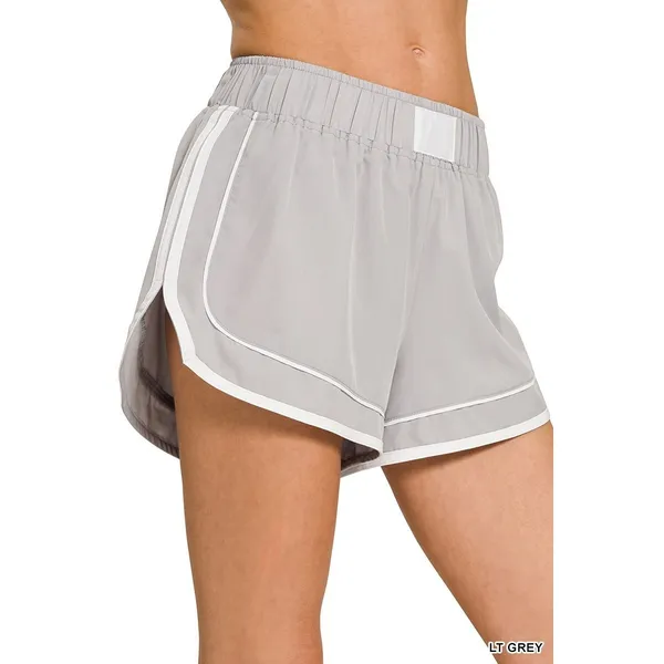 Zenana Soft Woven Lined Dolphin Shorts - Lt. Grey - Large - Image 6
