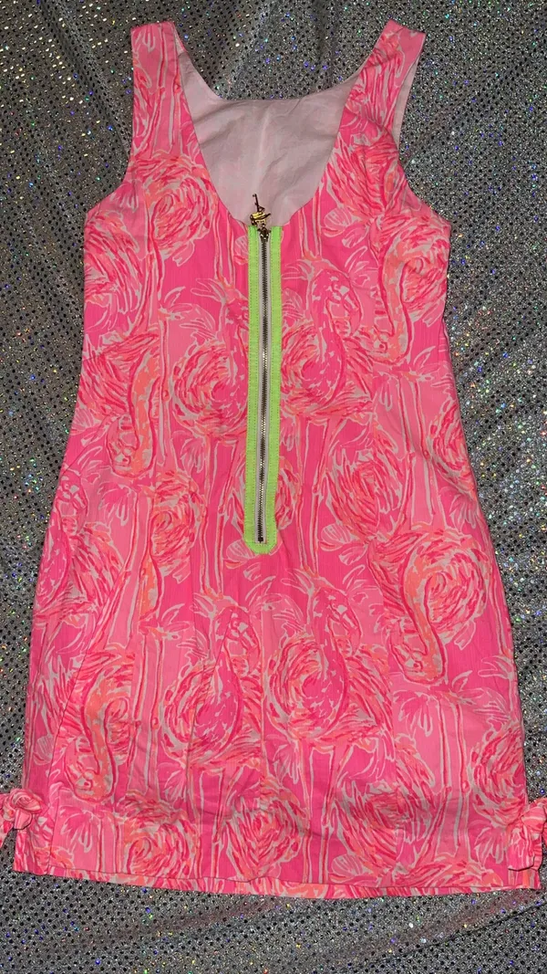 Lilly Pulitzer Dress Shift Mila Pink Flamingo - Image 4
