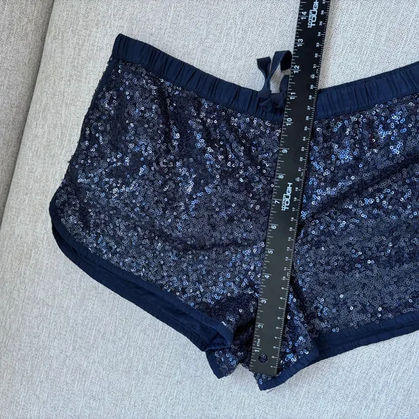 Victoria's Secret Sequin Pajama Shorts Small Navy Blue Sparkly Glam Loungewear - Image 7