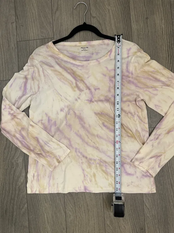 Madewell Tie Dye Long Sleeve Shirt | Purple, Tan, Cream | Casual Top | Size L - Image 8