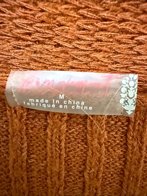 Free People Movement Medium Rust Orange Ribbed Button-Front Women's Cardigan. - Image 5