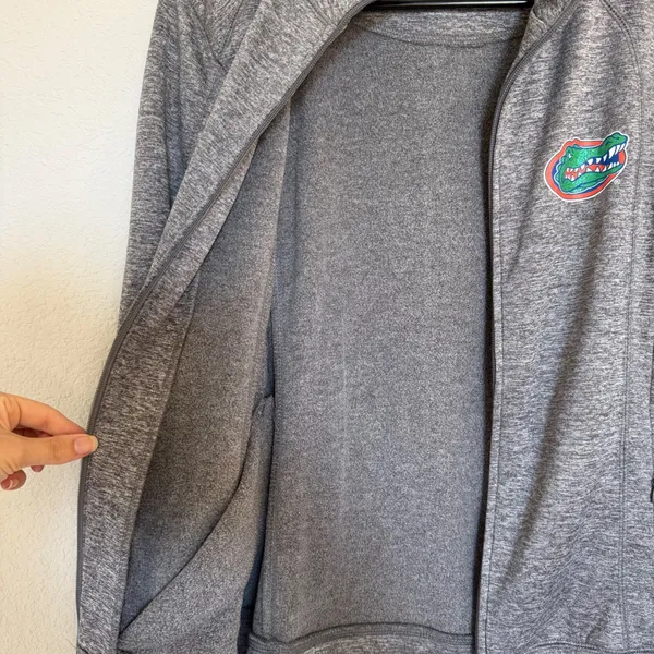 E5 Florida Gators Women Full Zip Jacket Gray Heathered Mock Neck Medium Collage - Image 4