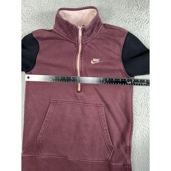Nike Quarter Zip Pullover Women S Burgundy Black Colorblock‎ Fleece Mock Neck - Image 4