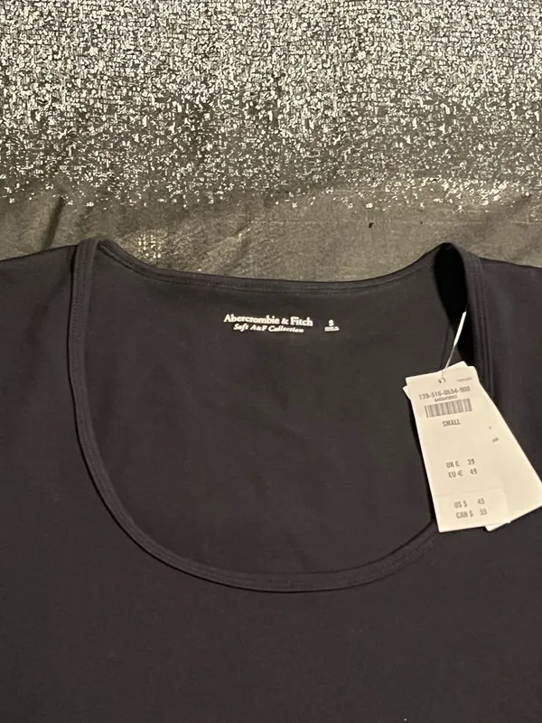 Womens S NWT Abercrombie & Fitch Scoop Neck Black Long Sleeve Thong Bodysuit - Image 3
