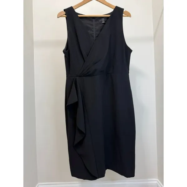 J.Crew 365 Sleeveless Black Faux‑Wrap Crepe Dress Sz14 - Image 2