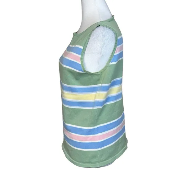 Lauren Ralph Lauren Sweater Vest Green Striped Knit Small Preppy Tennis Prep - Image 3