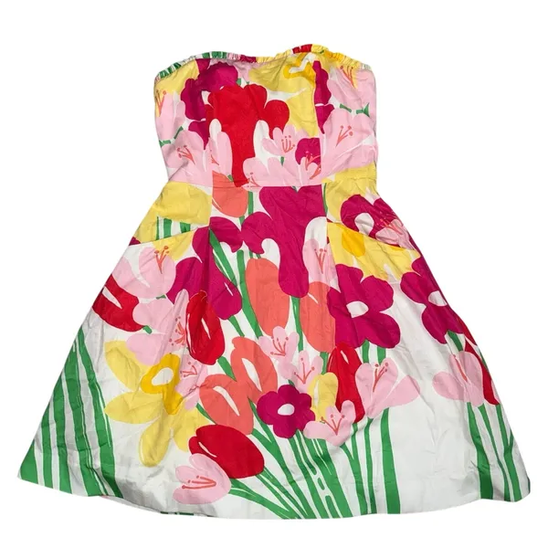 Lilly Pulitzer Blossom Lavish Floral May Flower Strapless Fit Flare Dress size 2 - Image 3