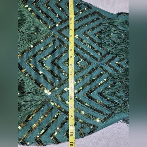BABEYOND NWT 1920s Green Sequin Fringe Flapper Gatsby Party Dress Size M - Image 7