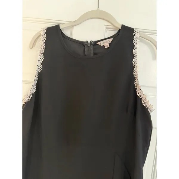 Nanette Lepore 12 Dress Sleeveless Lace Trim Cascading Front Ruffle Flared Hem - Image 6
