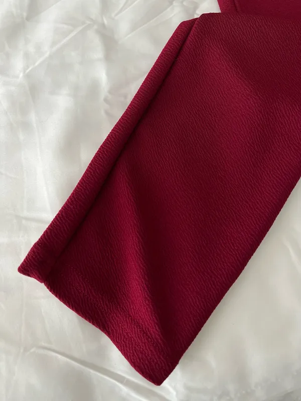 Maroon Self Tie Skinny Pants - Image 4
