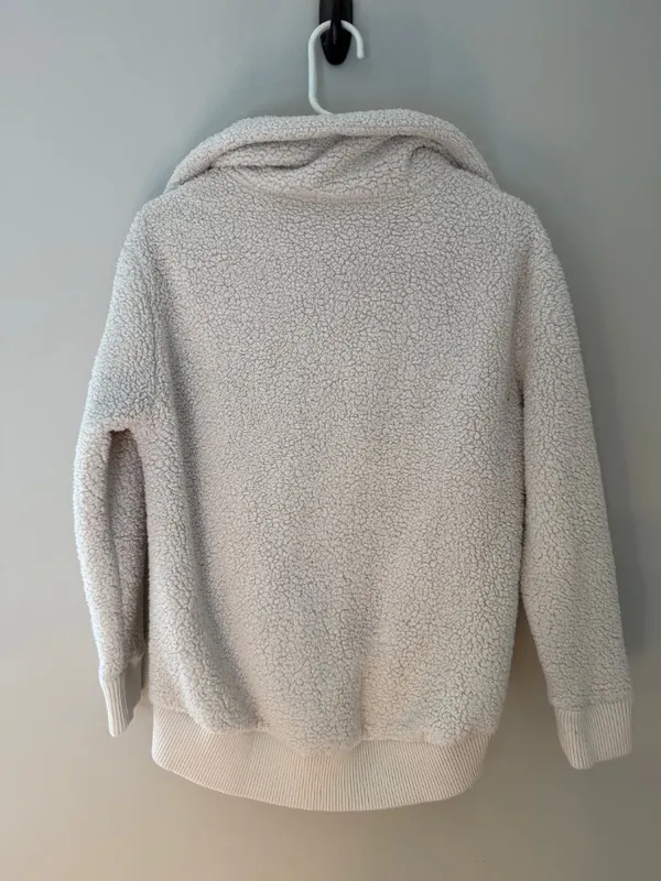 Athleta Ivory Sherpa Quarter Zip Hoodie XS - Image 6