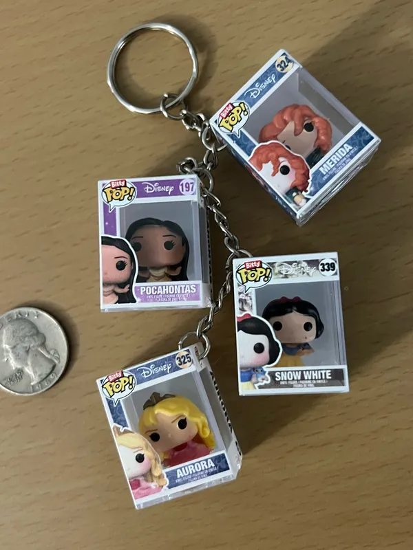 Disney Bitty Pop! Keychain - Merida, Pocahontas, Snow White, Aurora princesses - Image 2