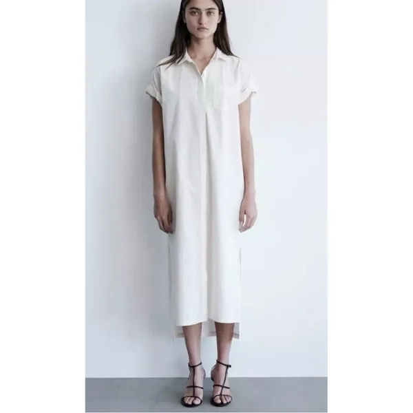NWT $228 STATESIDE Anthropologie Cotton Short Sleeve Shirtdress USA‎ Size XS - Image 3