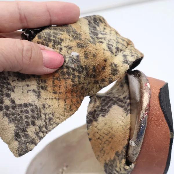 Modzori Wedge Sandals Womens 8 Platform Snakeskin Gold Reversible Fair - Image 7