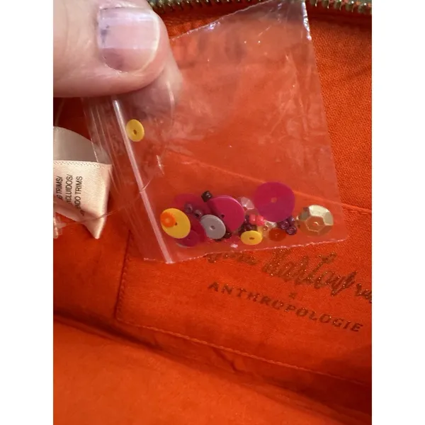 Anthropologie Monogram Crescent‎ Pouch Orange with purple monogrammed A - Image 8