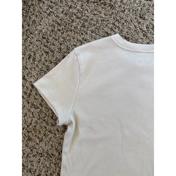 Old‎ Navy Women's Tan Cropped Snug Ribbed Short Sleeve Tee Size Medium - Image 8