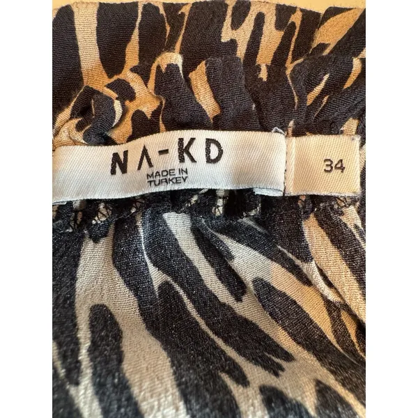 NA-KD Halter Animal Print Maxi Dress Black Tan Leopard Viscose Flowy Boho Size 4 - Image 6
