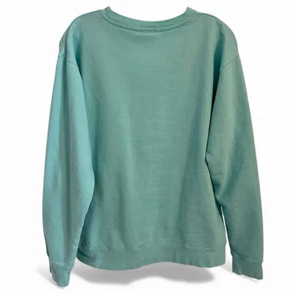 Weekend Living Almost Friday Teal Sweatshirt Size Large - Image 2