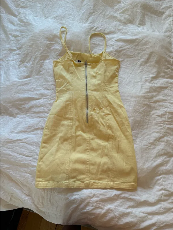 Divided Butter Yellow Mini Denim Dress - Image 5