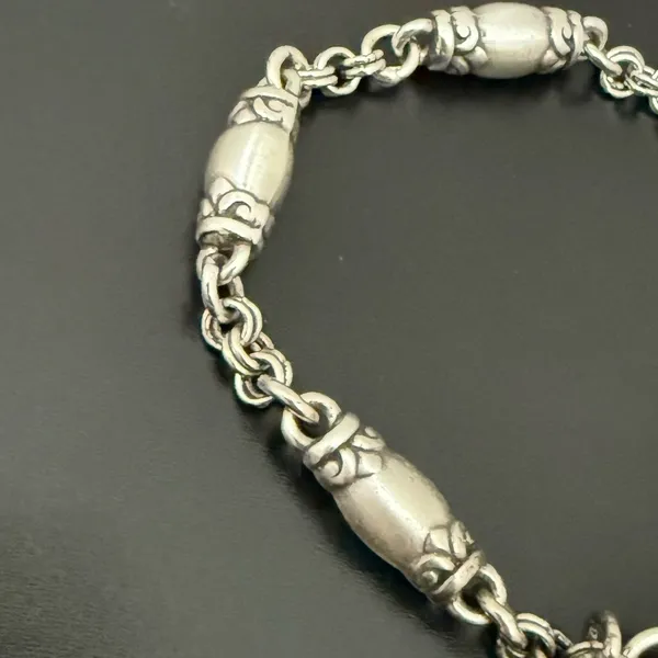 Retired BRIGHTON Blair Heart Barrel Link Chain Silverplated Heart Charm Bracelet - Image 10