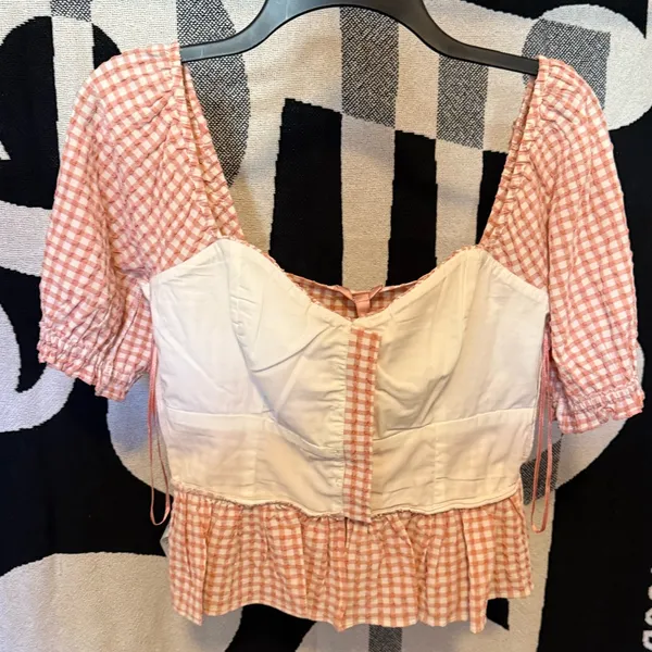 Guess orange Checkered Blouse - Image 6