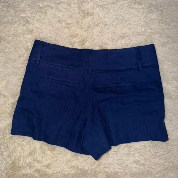 Alice + Olivia Size 0 Blue Short Pants Tapered Pockets Utility Linen - Image 3