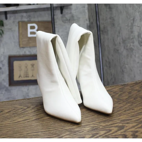 On 34th Womens Rachelle Stovepipe Boots 10019723900 Bone Smooth White 5M - Image 4