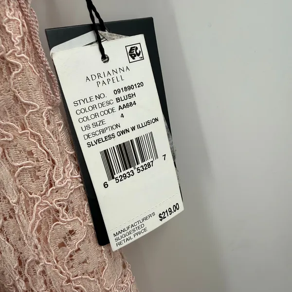 Adrianna Papell Dress Women’s Size 4 NWT Lace Maxi Gown Pink Wedding Bridesmaid - Image 5