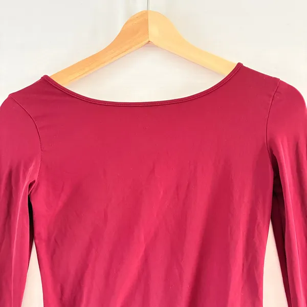 Maje Magicien Bordeaux Red‎ Long Sleeve Low Back Bodysuit Size 2 NEW - Image 4