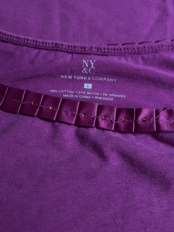 New York & Company Purple Satin-Trim Camisole - Image 3
