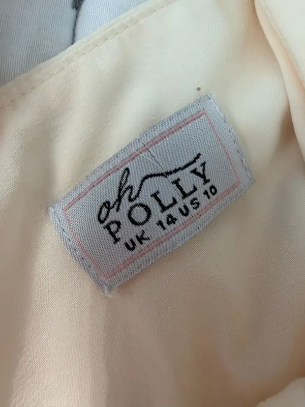 OH POLLY Nanisca Ivory Tie-Detail A-Line Micro Mini Dress Sz 10 - Image 2
