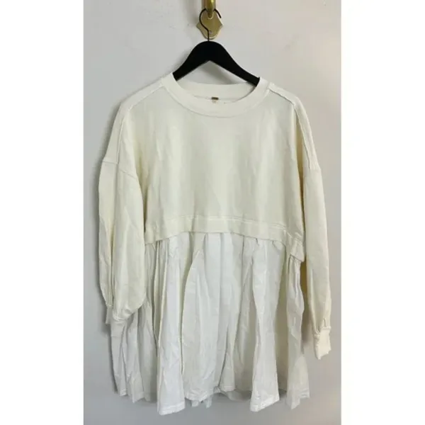 FREE PEOPLE Eleanor Sweatshirt Dress in Grey Combo Size Small - Image 5