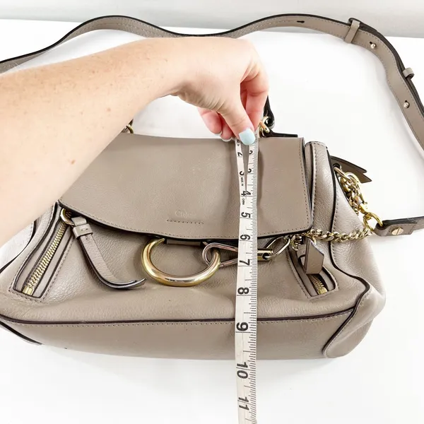 Chloé Faye Leather Crossbody Day Bag Purse Motty Grey - Image 12