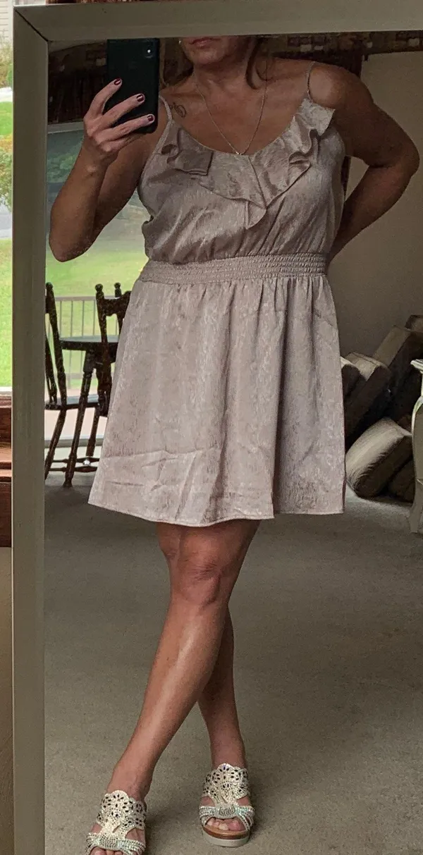 Semi-formal Mini Dress In Light Copper/beige A chiffon - Image 2